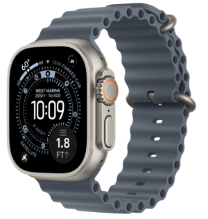 Apple Watch Ultra 3, 49mm GPS + Cellular, Natural, Ocean Band Anchor Blue, Один размер